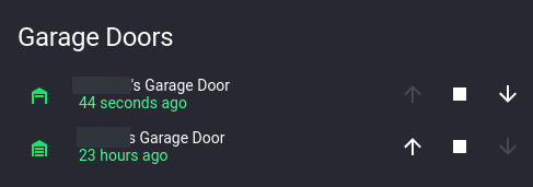 Home Assistant Smart Garage Door Opener User Interface