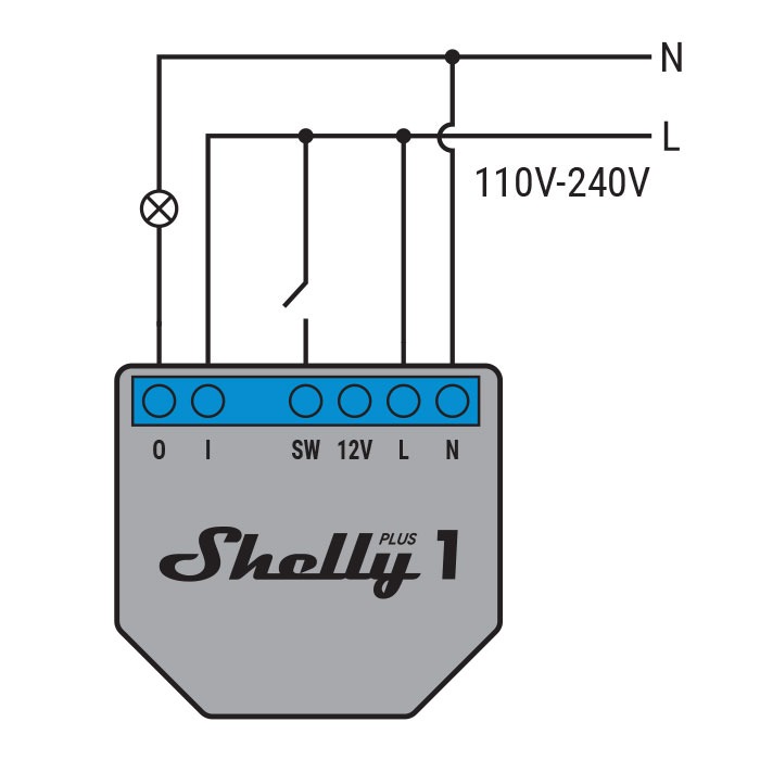 Shelly Plus 1 AC Wiring Diagram