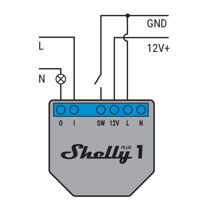 Shelly Plus 1 DC Adapter Wiring Diagram