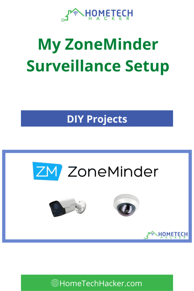 My ZoneMinder Surveillance Setup pinterest Pin with ZoneMinder logo and IP cams