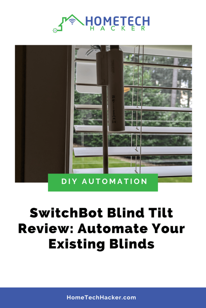 switchbot blind tilt installed with a title pinterest pin