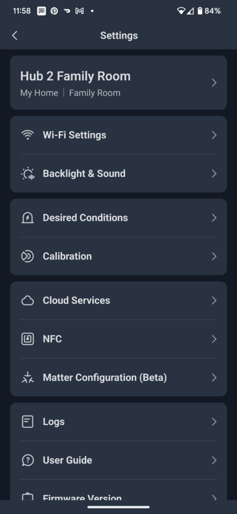 switchbot app hub 2 matter configuration from the settings menu.