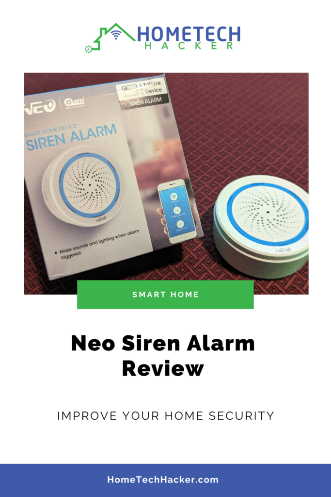 Neo Siren Alarm Box and device in a pinterest pin