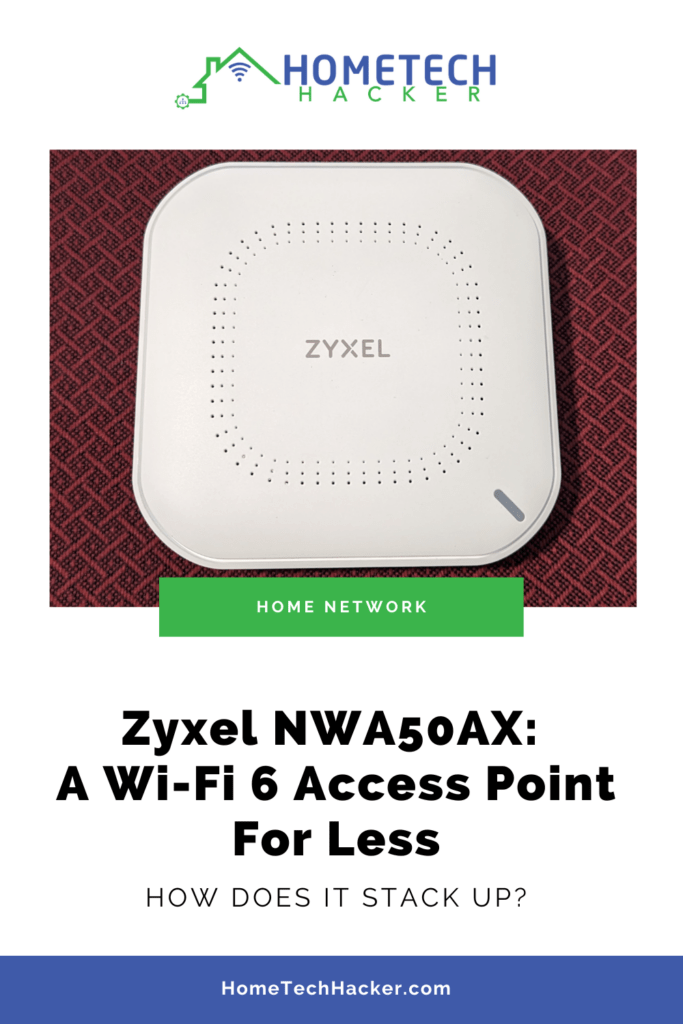 Pinterst pin for Zyxel NWA50AX Wi-Fi 6 access point (a pic of it with the title of the article)