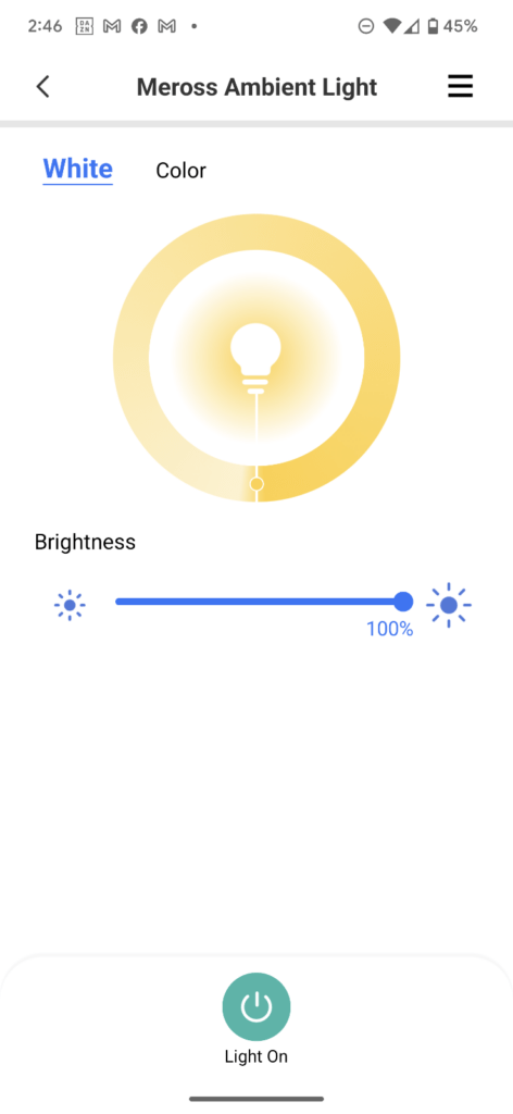 Kelvin (warmth/cool) for ambient light