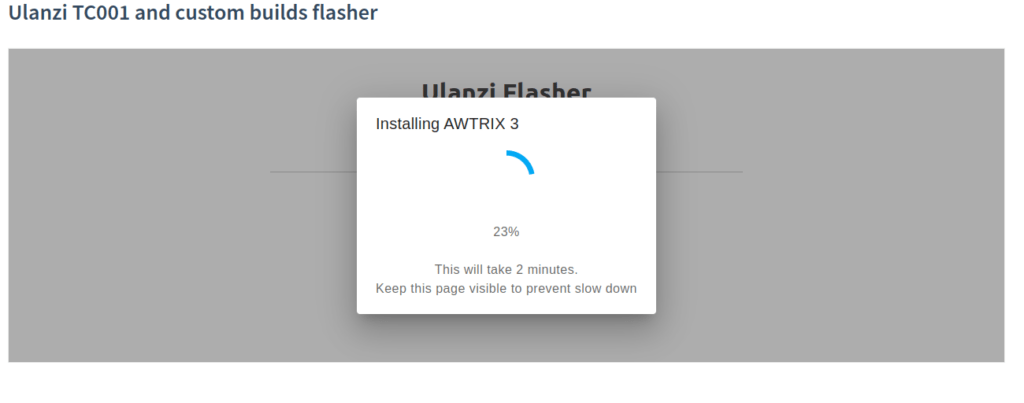 AWtrix being flashed to TC001 display