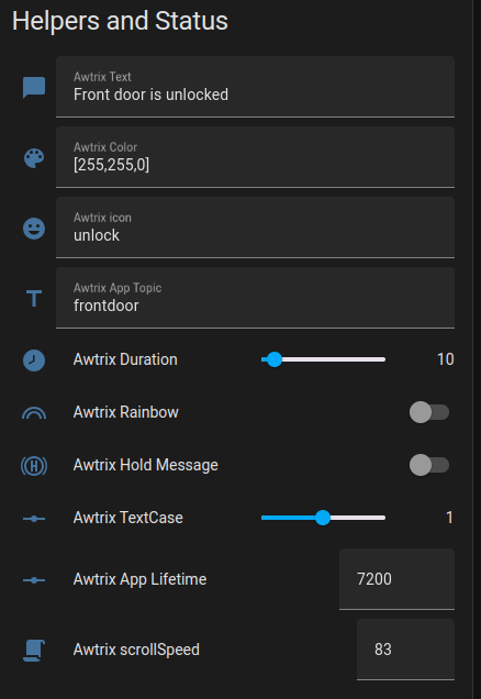 Helper variables for Awtrix in Home Assistant UI