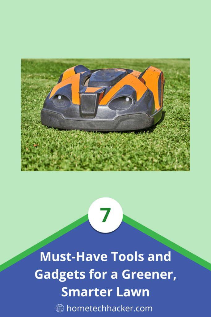 Robot vacuum on green lawn