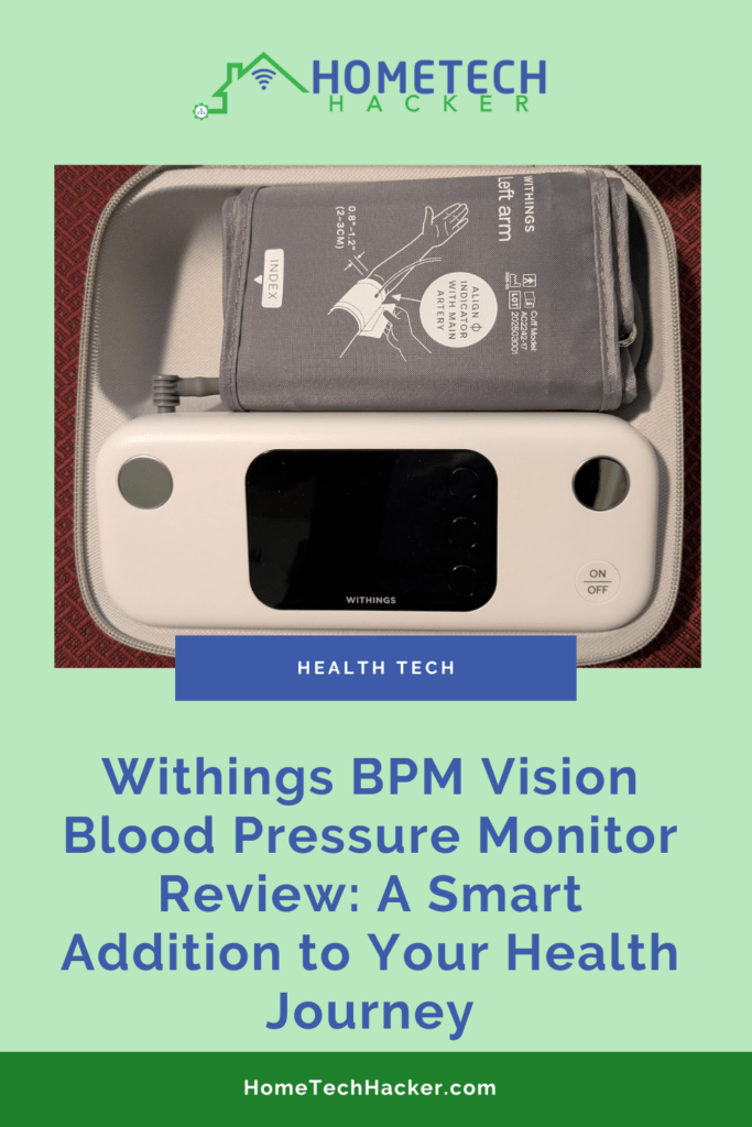 Withings BPM Vision blood pressure monitor with cuff inside the case