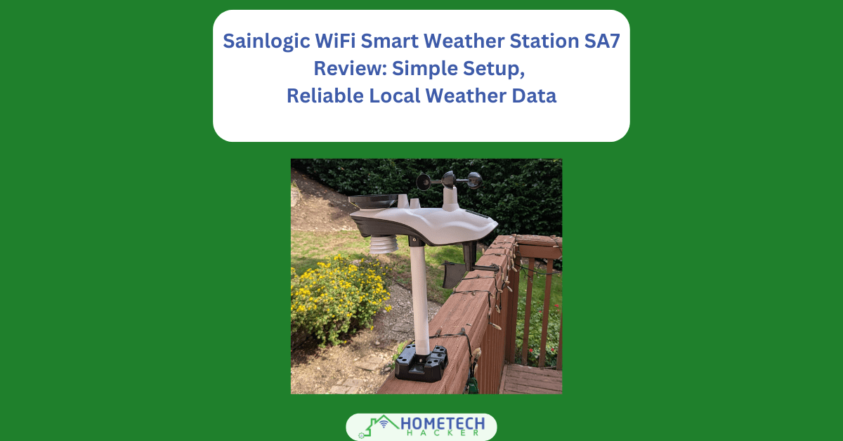 Sainlogic SA7 installed outside with title of article