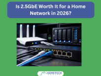 2.5GbE home network setup with switch, router, and NAS showing active Ethernet connections